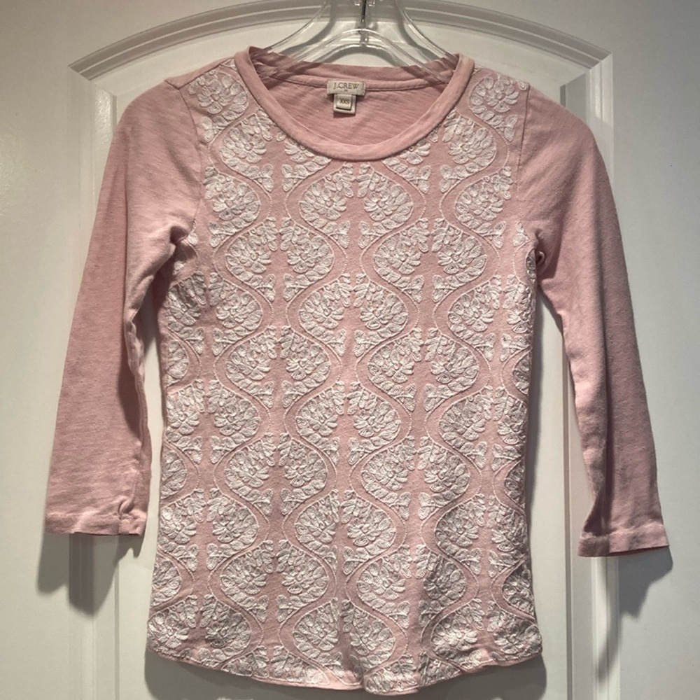 J. Crew Pale Pink Top with Lace Pattern